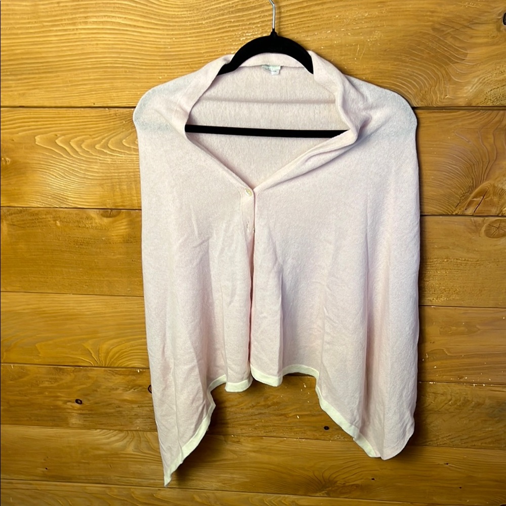 Spartina‎ 449 Soft Pink Blush Knit Poncho Cashmere Wool Blend Layering Buttons